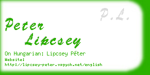 peter lipcsey business card