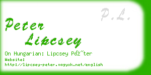 peter lipcsey business card
